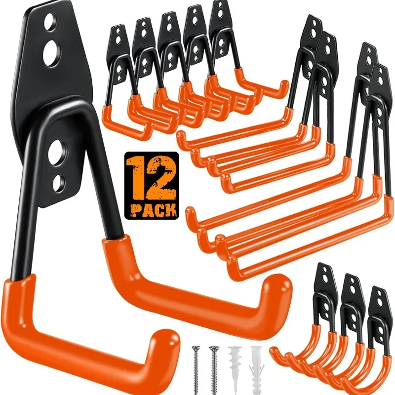 Heavy Equipment Workshop - 12-delige set garage-opberghaken – stevige wandmontage-organizer