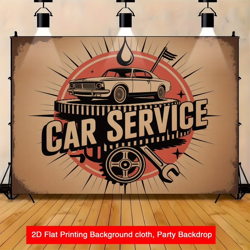 Grote retro autoservicebanner  - Heavy Equipment Service recensie en prijs