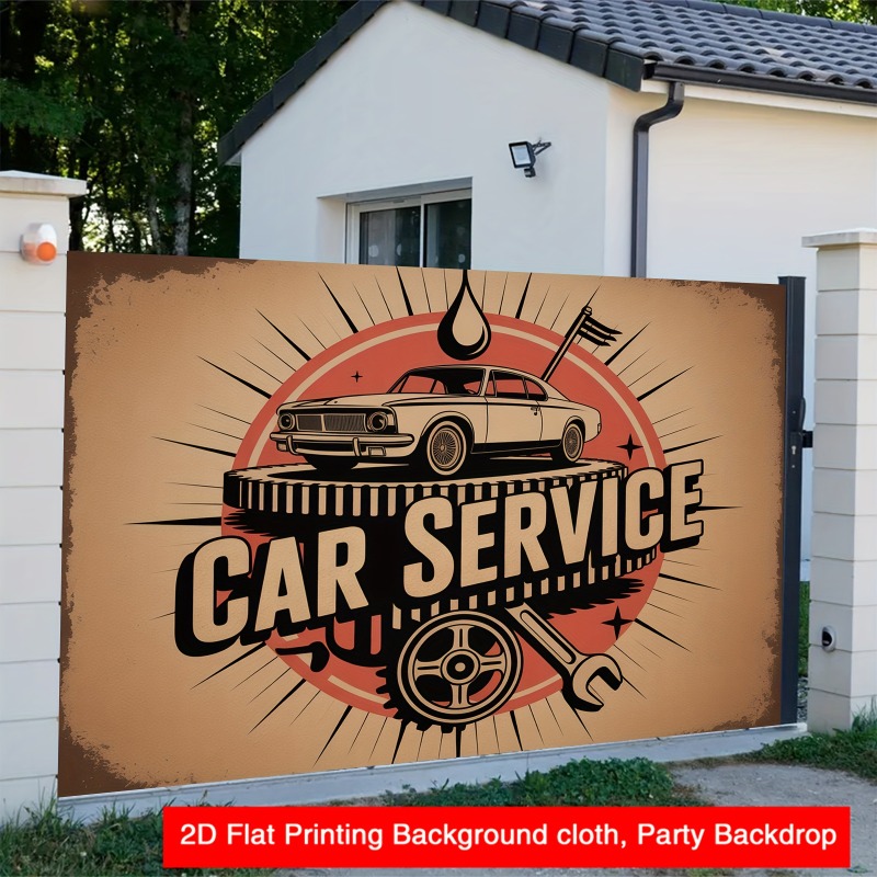 Grote retro autoservicebanner  - Heavy Equipment Service recensie en prijs
