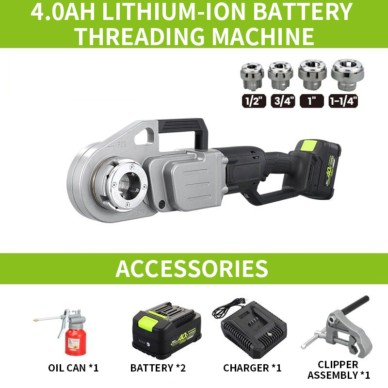 Lithiumbatterij-draadmachine,  - Pipe Threading Machine recensie en prijs